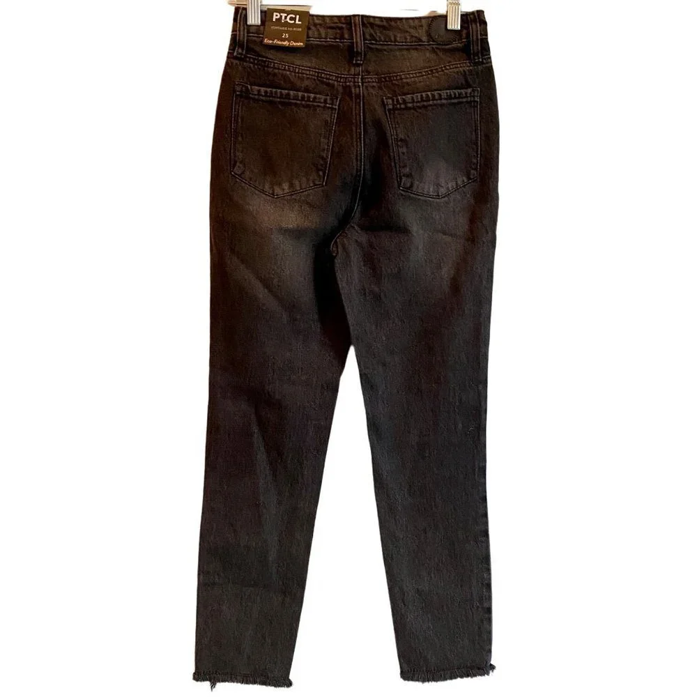 PTCL Vintage High Rise Black Distressed Jeans Size 25 NEW NWT